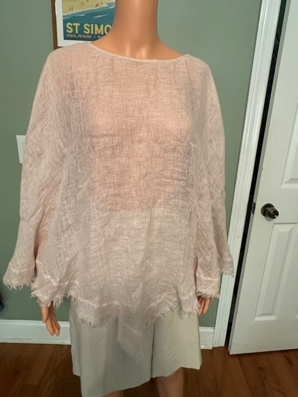 Vikolino Light Pink 100% Linen Sheer Top Pashmina